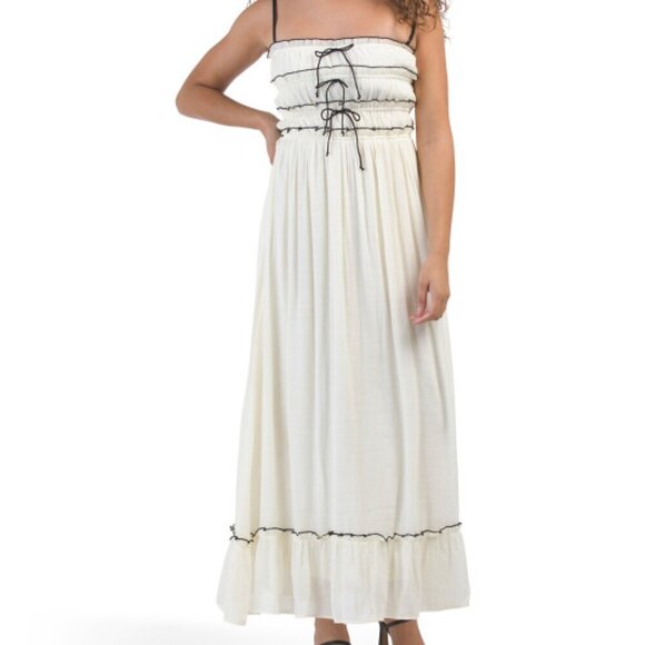 CLOVER Ruffle Maxi Dress with Ties - Picture 1 of 6